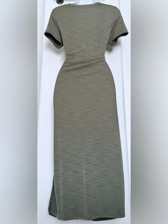 Nicole Miller Olive Knot-Side Midi Dress - Picture 3 of 4